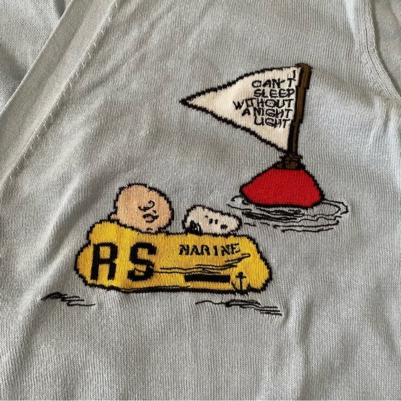 JC de CASTELBAJAC Cardigan Sweater Peanuts Snoopy Size M Light Blue - Picture 6 of 12